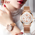 OLEVS Marque Quartz Acier Inoxydable Matériel Milanais montre bracelet Écolière Montres Étanche Haute Qualité Montre Pour Dame